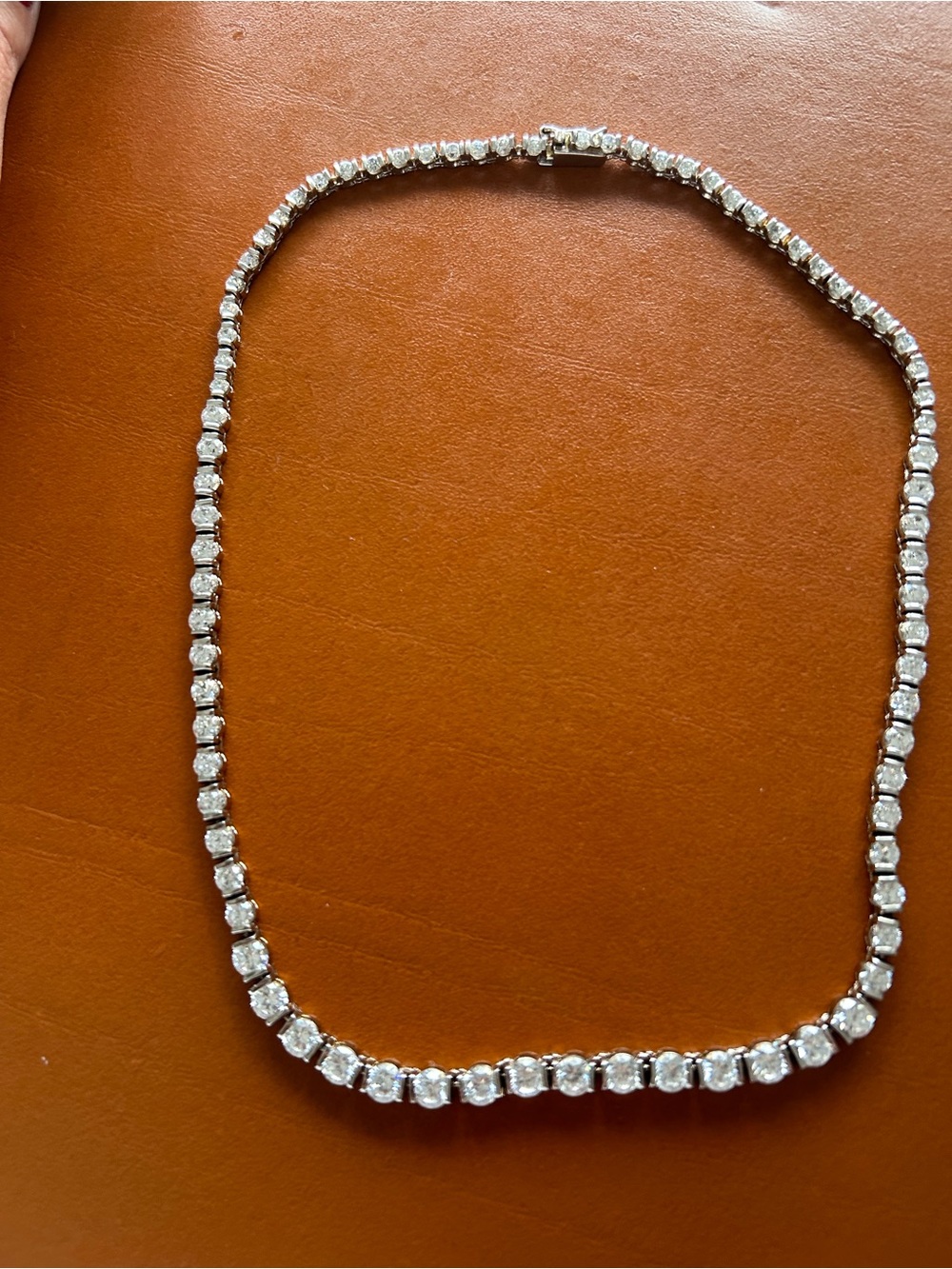 Silver-Tone Clear Stone Tennis Necklace - Elegant Women's Jewelry